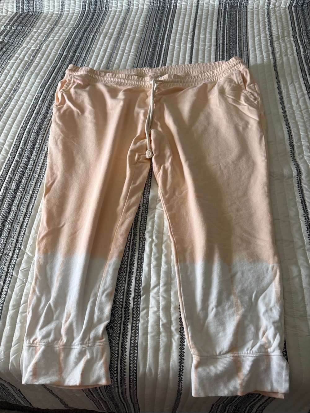Women’s Peach and White Colorblock Jogger Bottoms